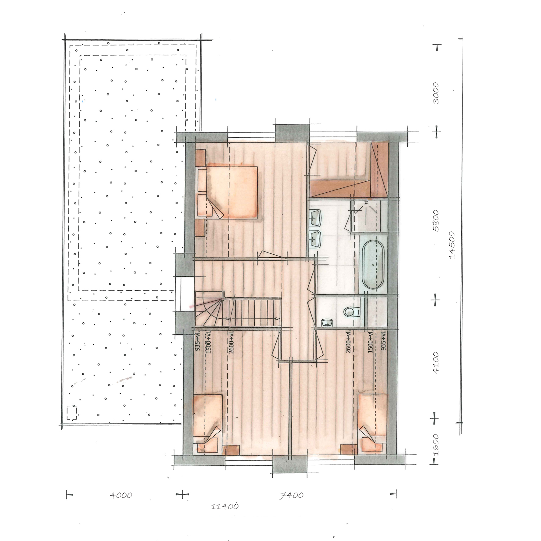 Foto: Huis bouwen  ndash  villatype Tandvlinder plattegrond verdieping   Architectuurwonen
