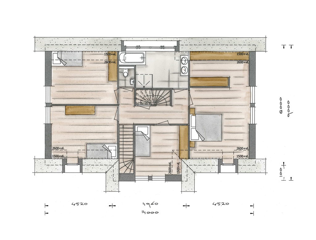 Foto: Huis bouwen   Villa Porseleinvlinder plattegrond 1e verdieping   Architectuurwonen
