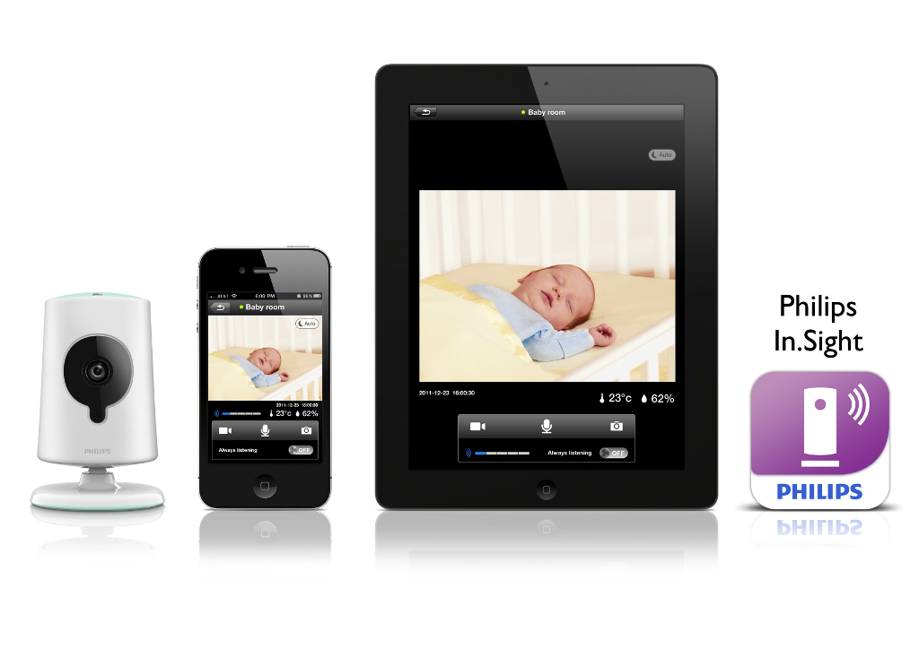 Live beeld, geluid en communicatie op afstand met de Philips Insight Baby Monitor.