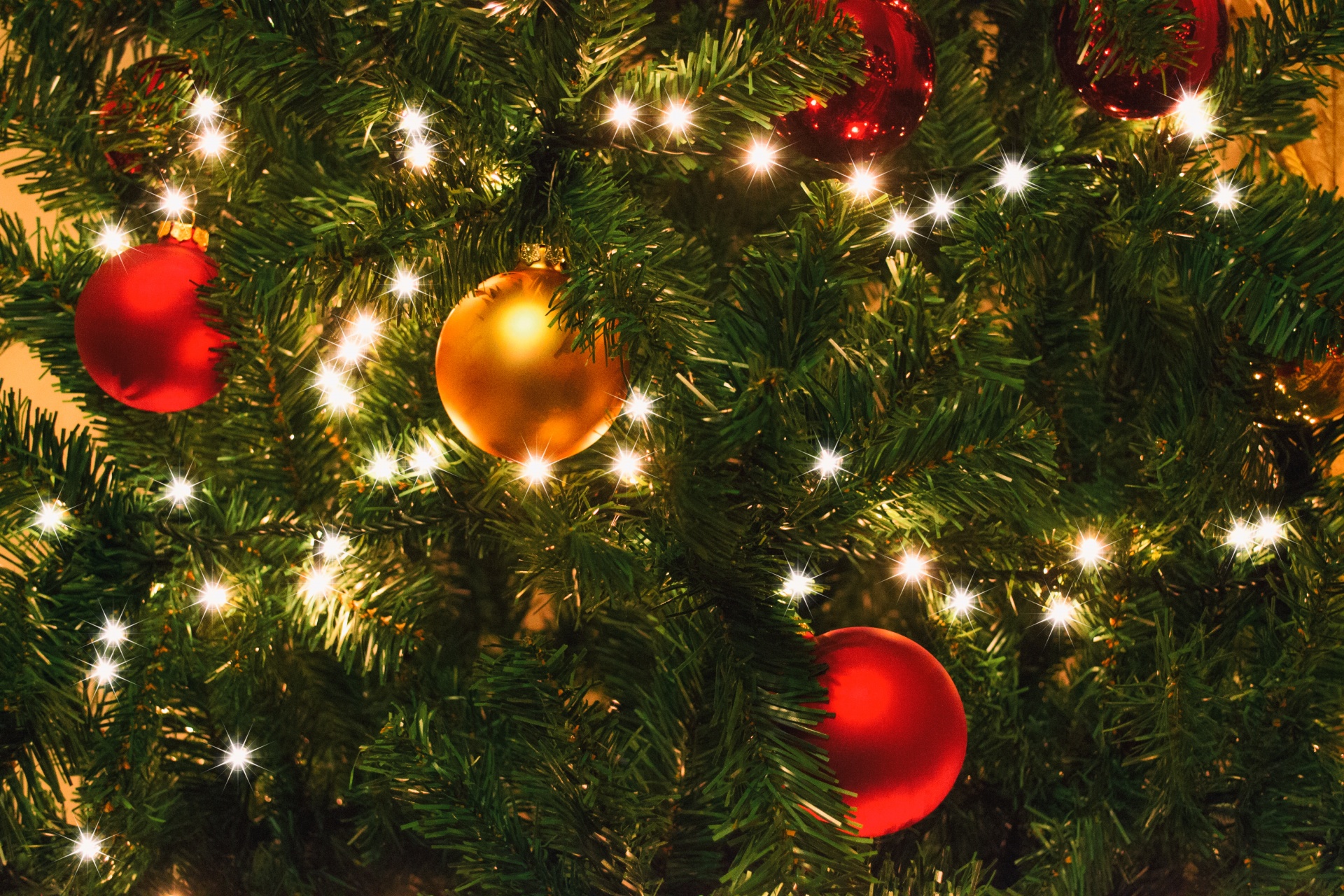 Foto: lampjes in kerstboom