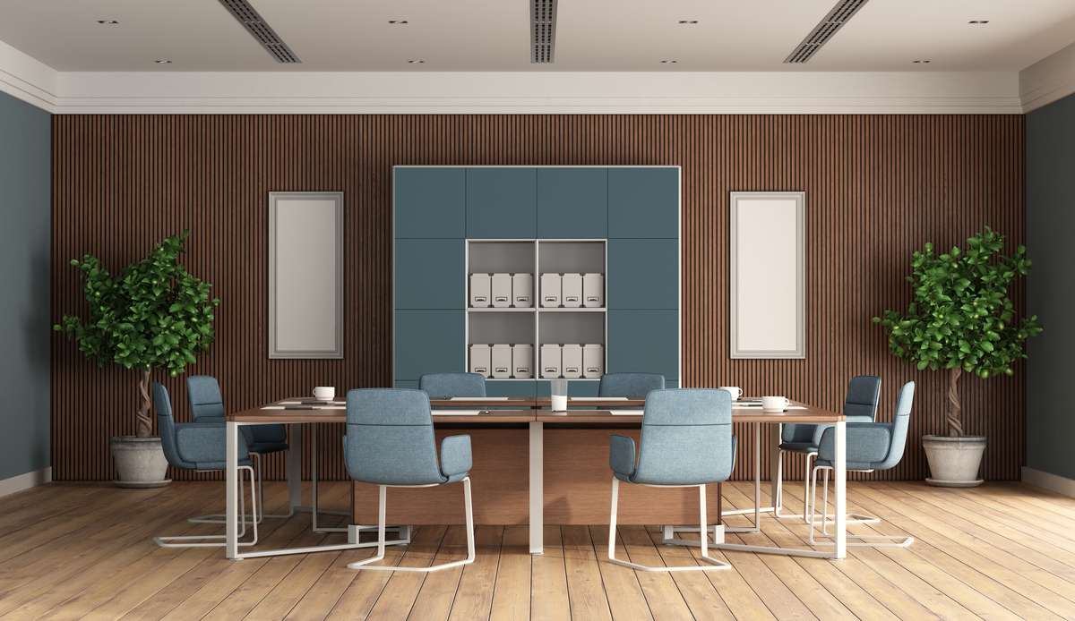 Foto: modern boardroom with blue furniture and wooden pa 2021 08 28 05 58 40 utc  1 