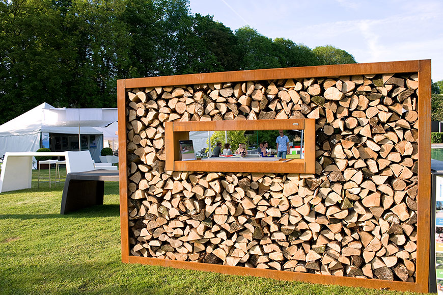 Foto: Zeno Garden Divider 100mm houtopslag outdoor fireplace 1