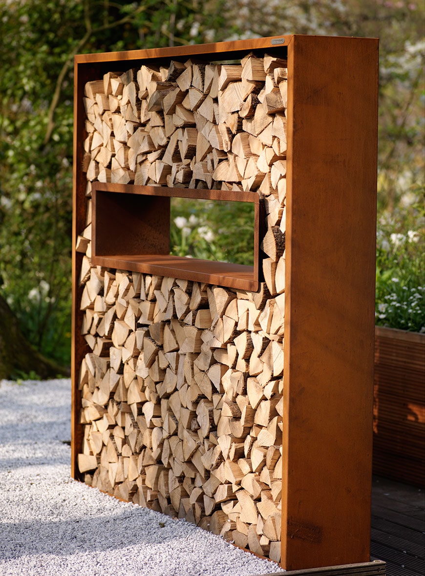 Foto: Zeno Garden Divider 40mm houtopslag outdoor fireplace 1