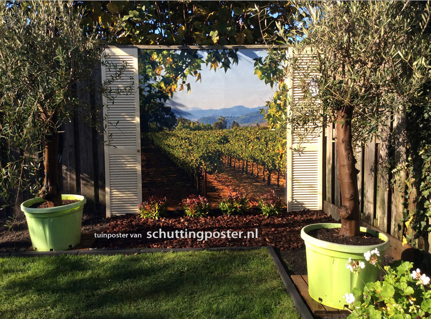 Foto: tuinposter schuttingposternl landschap frans wijngaard louvre deurtjes