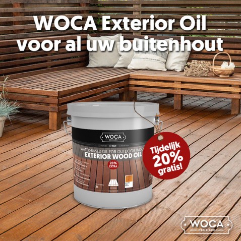 Foto : Woca Exterior Oil, voor al uw buitenhout, tijdelijk 20% gratis
