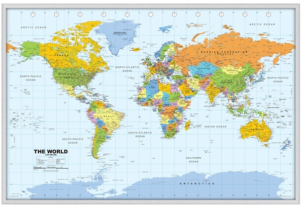 Foto : kurk land- en wereldkaart prikborden