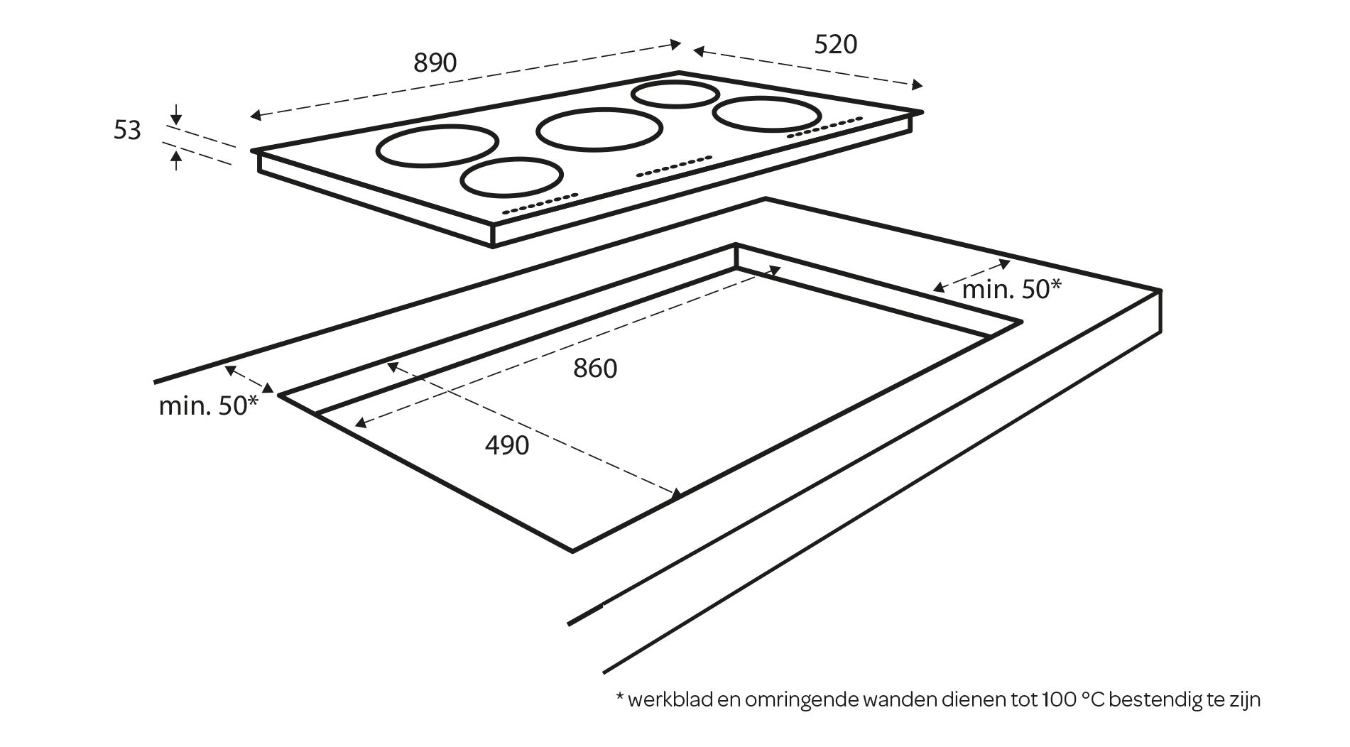 Foto: wonennl inventum inductiekookplaatmaattekening
