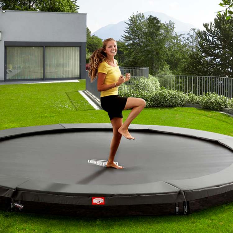 Foto: trampoline 380 berg inground380 cm grijs