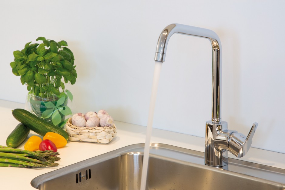 Foto: w3 17066 Pine Kitchen G spout Vegetables and light background with water closeup miljoe