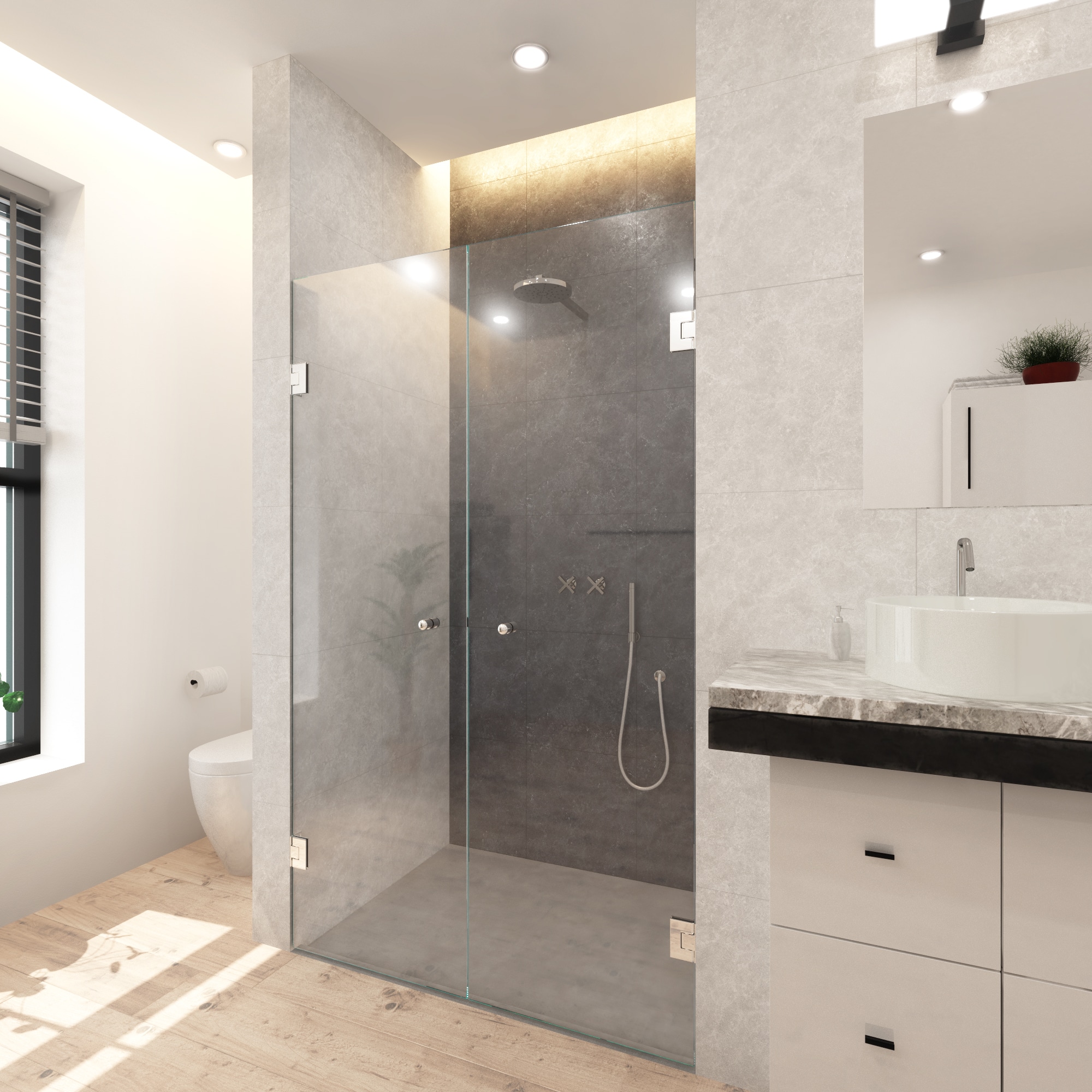 Foto: startopstelling dubbele douchedeur