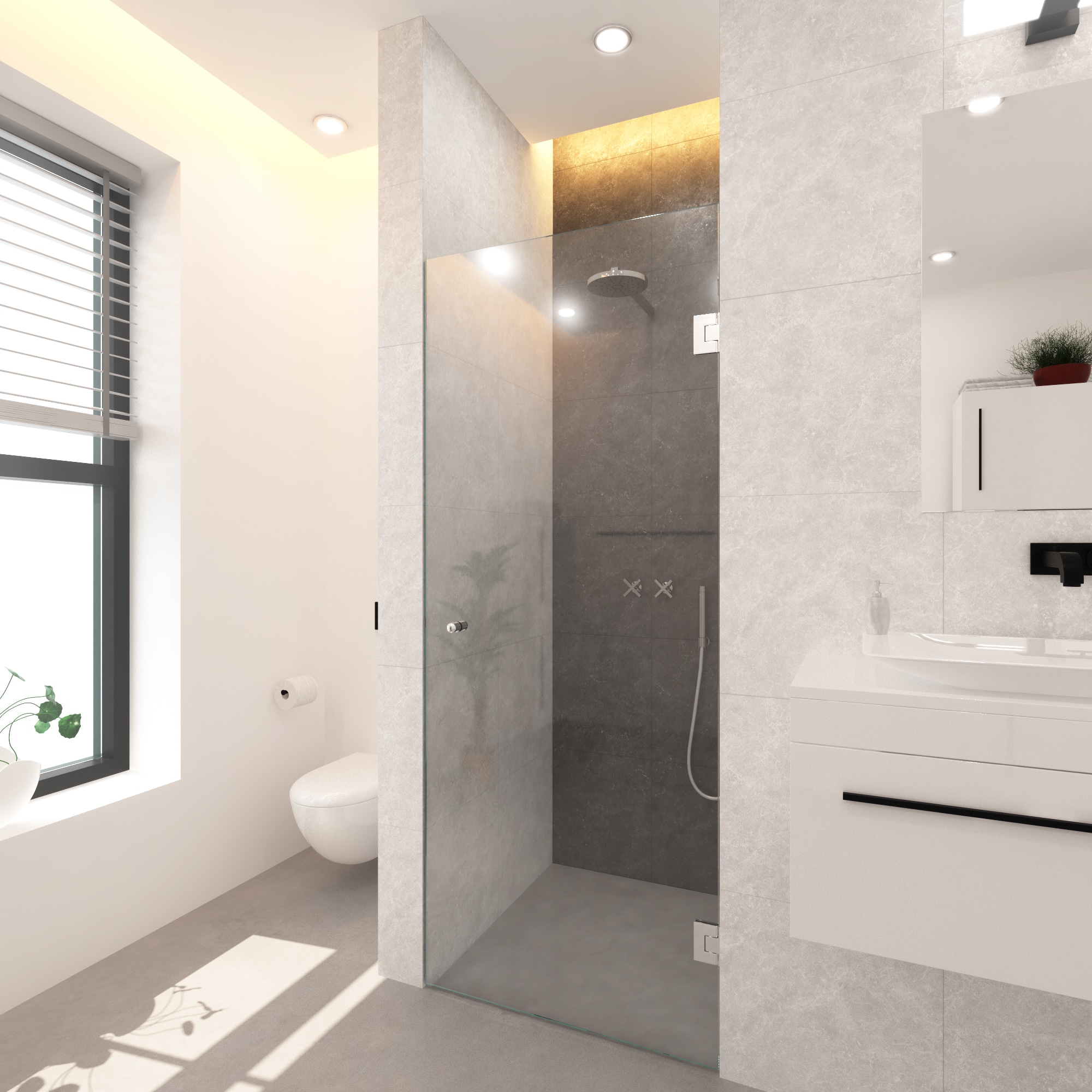 Foto: startopstelling enkele douchedeur