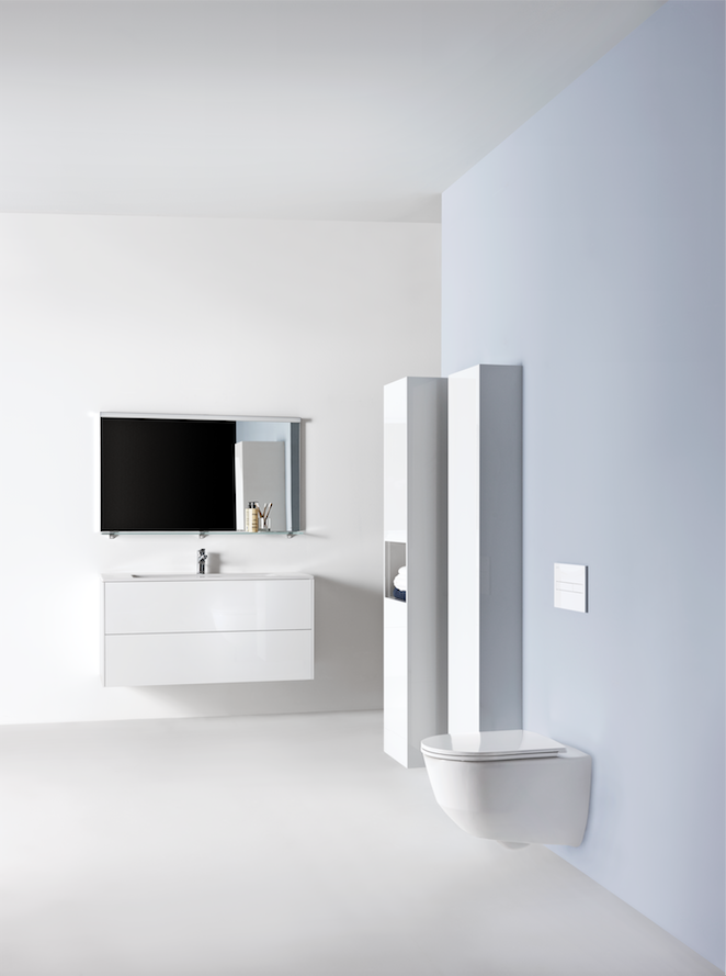 Foto: Wonennl laufen badkamermeubel base in glanzend en mat wit 01