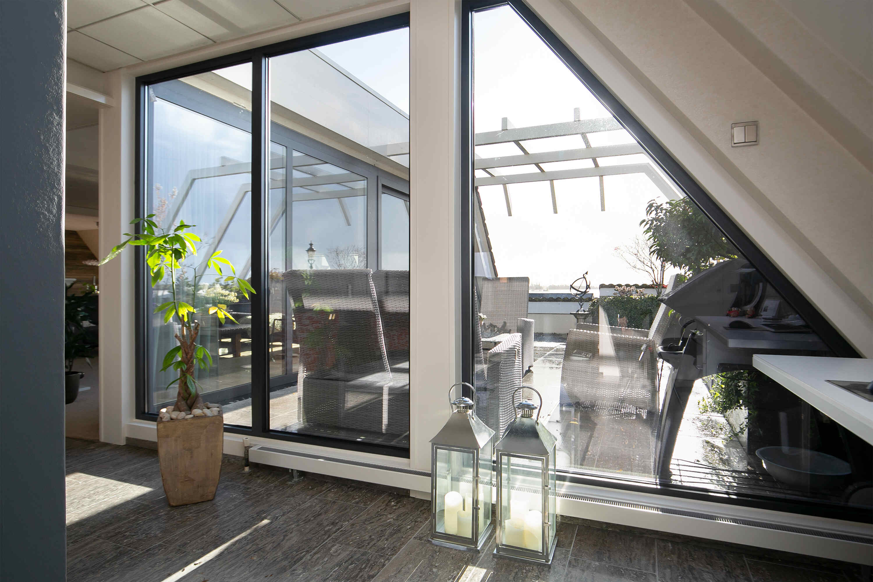 Dakterras met schuifpuien