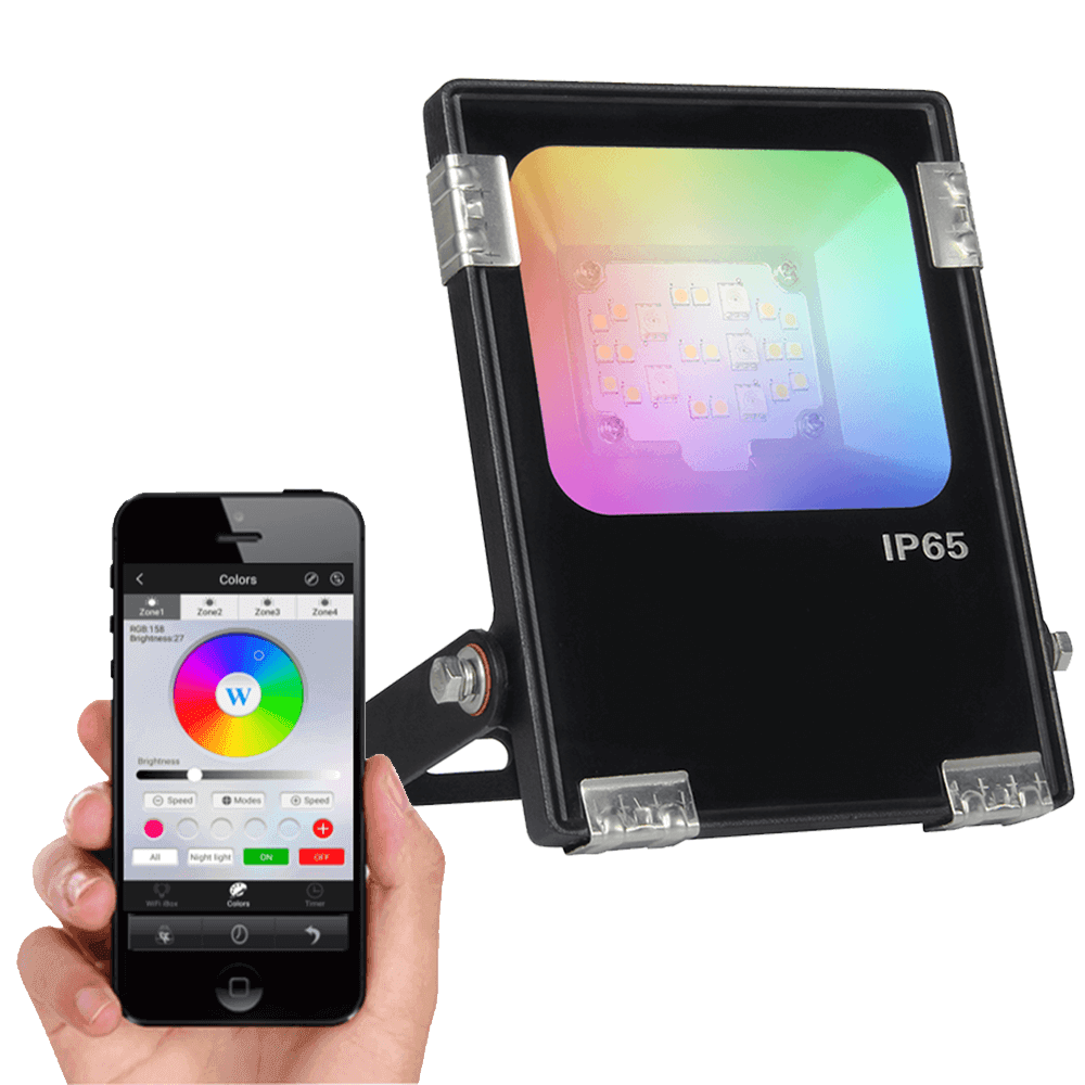 Foto: RGBW LED schijnwerper bouwlamp 10 Watt met Wifi bediening   rgbww