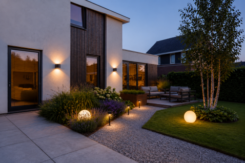 Foto : Solar tuinverlichting combineren: zo verlicht u verschillende plekken in de tuin