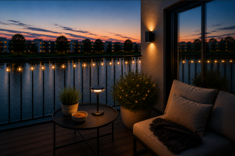 Foto : Solar balkonverlichting: zo creëert u sfeer op een klein balkon