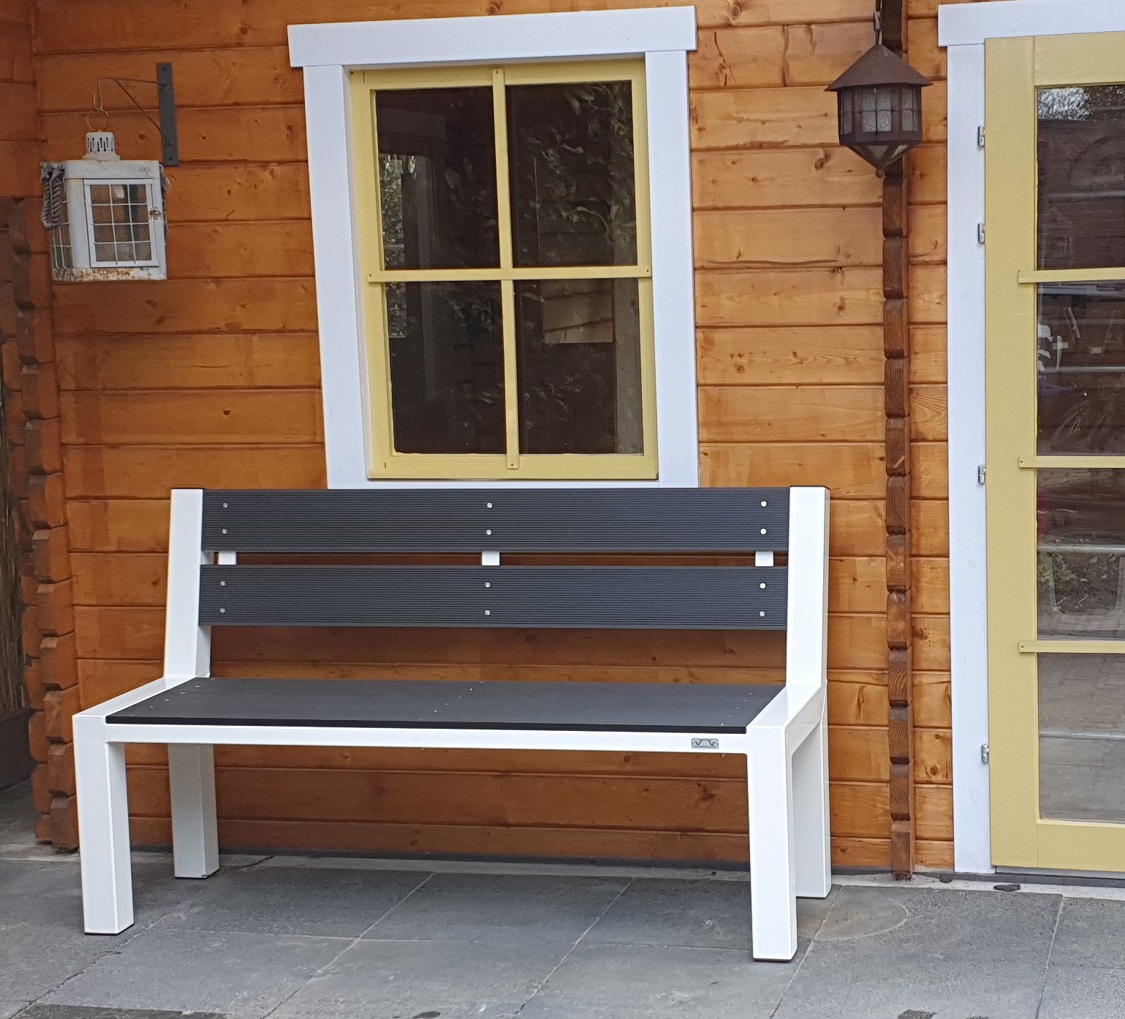 Foto: Tuinbankje 160 cm wit antr