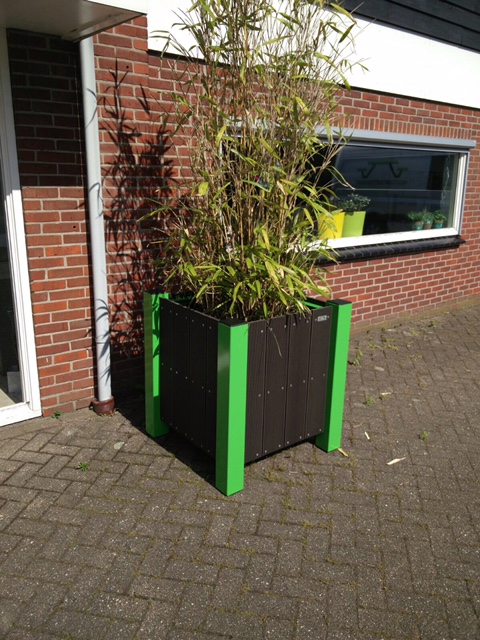 Foto: boombak verzinkt en gecoat in groen