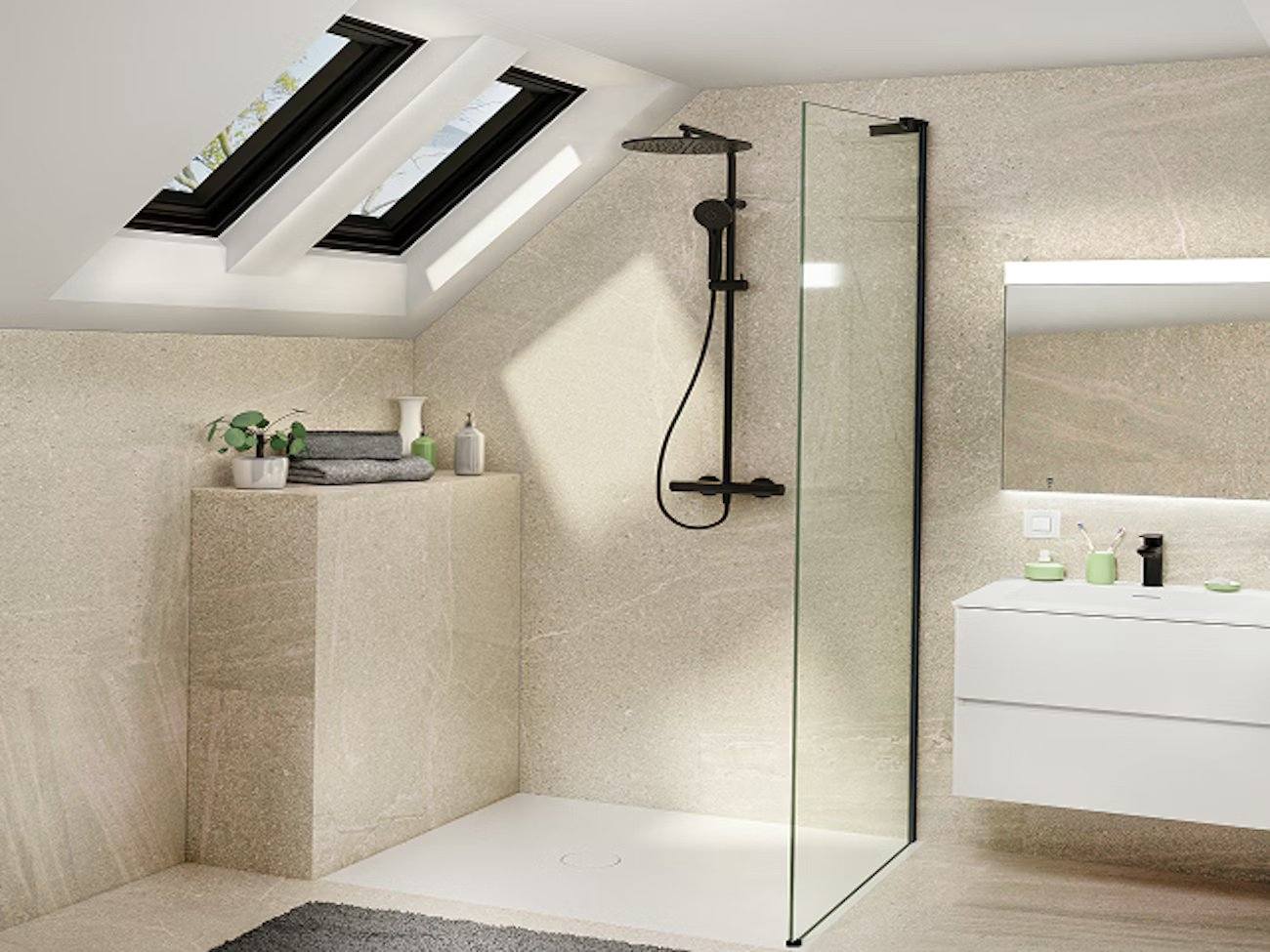 Foto: glas op maat schuine wand 1