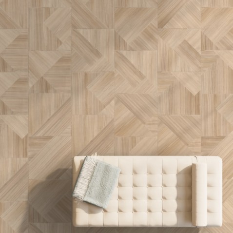 Foto : PVC-vloer met artistiek houtpatroon