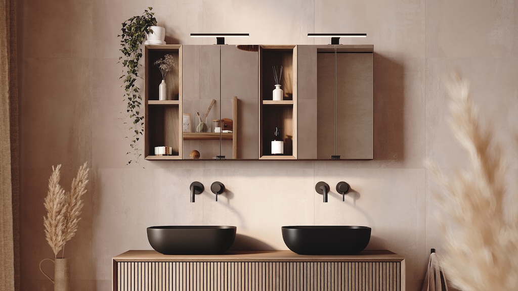 Wooden mirror cabinet