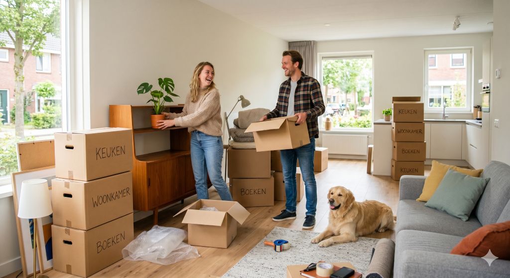 Foto: verhuizen-wonen-dozen-hond