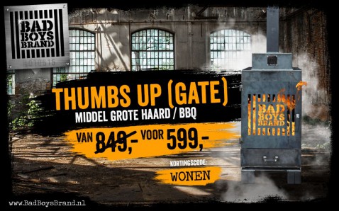 Foto : Bad Boys Brand Thumbs Up Gate Actie: robuuste buitenhaard nu extra scherp geprijsd