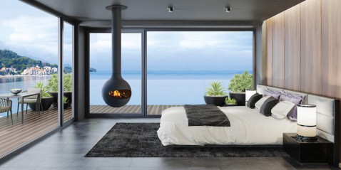 Foto : Haard of kachel in de slaapkamer: warmte, sfeer en comfort
