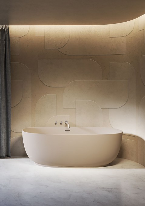 Foto : RIHO introduceert warme zandkleur Pebble Grey voor een complete badkamerbeleving