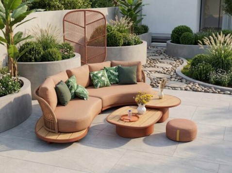 Foto : Warm terra, organische vormen en levend groen: