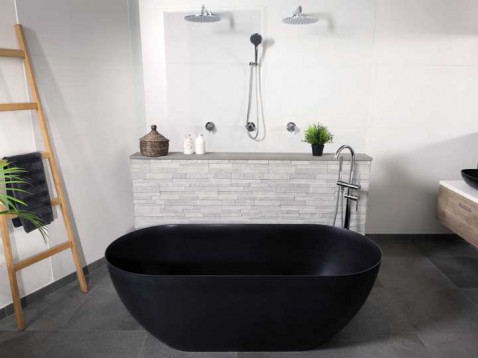 Foto : Nieuw: vrijstaand zwart bad van solid surface