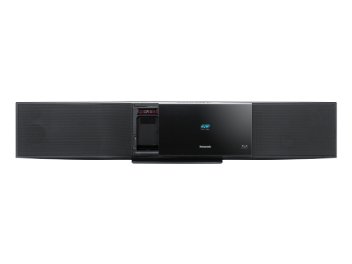 Een stijlvol, slank, voor wandmontage geschikt Full HD 3D Blu-ray Home Theater Systeem.
