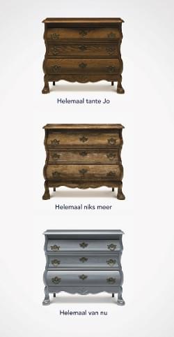 Histor: oude meubels weer helemaal trendy. Verrassende metamorfose van oude afdankertjes door lak Histor.