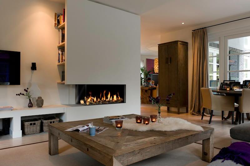 Een primeur van Bellfires: een dubbele brander voor de gashaard. Zelfde sfeer, minder kosten.