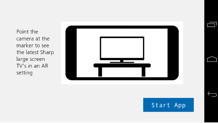 Visualiseer een grootformaat TV in de woonkamer met de Sharp Augmented Reality app.