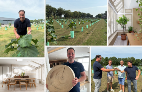 Foto : JASNO trotse ambassadeur van Paulownia plantage in Brabant