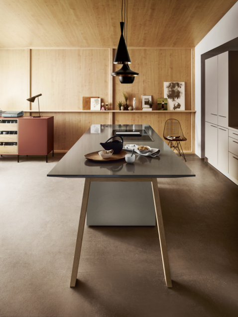 Foto : De next125 kooktafel met stijlvol geïntegreerde werkbladafzuiging