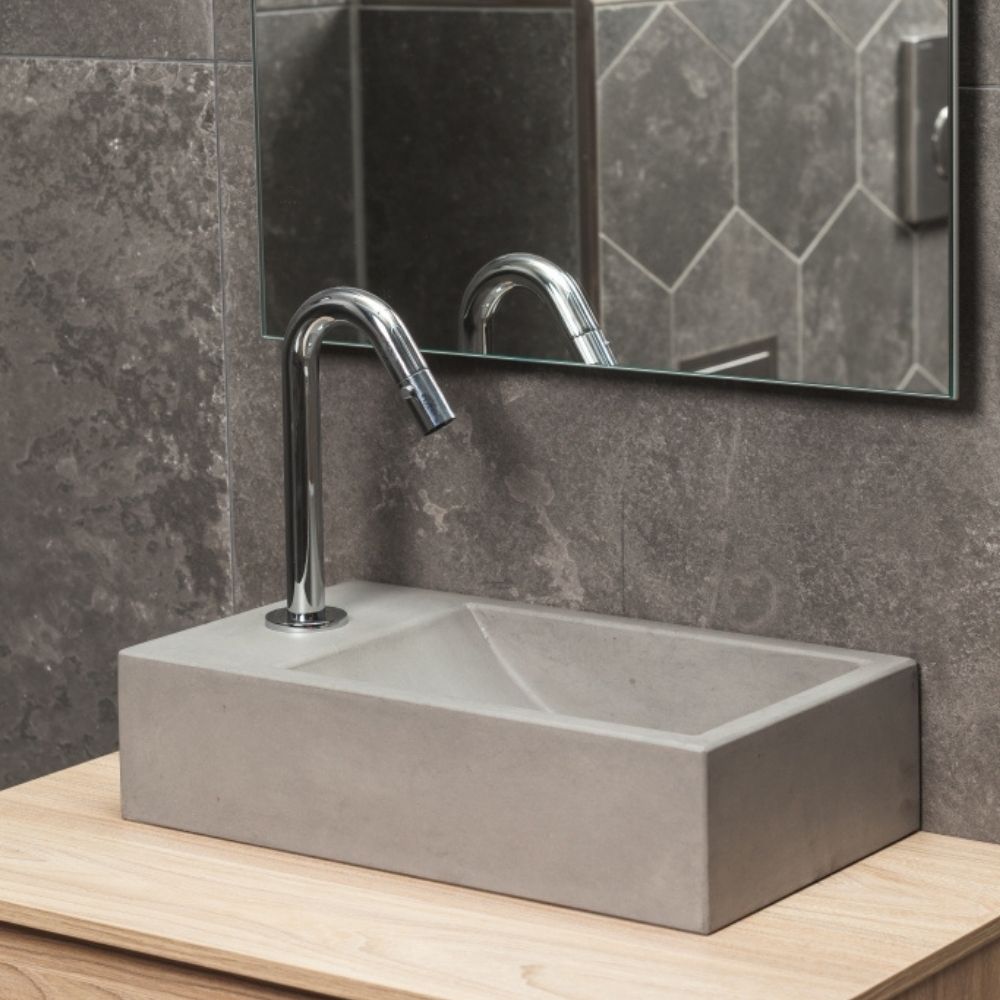 Foto: fontein wastafel beton rechthoek 40cm