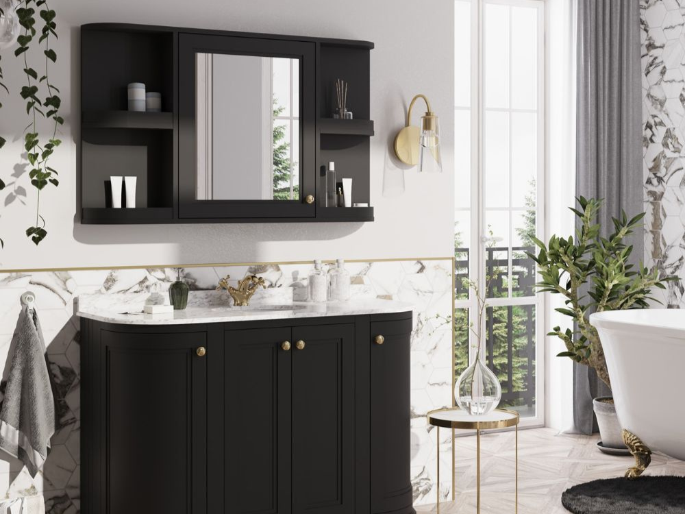 Foto: spiegelkast zwart 1 deur