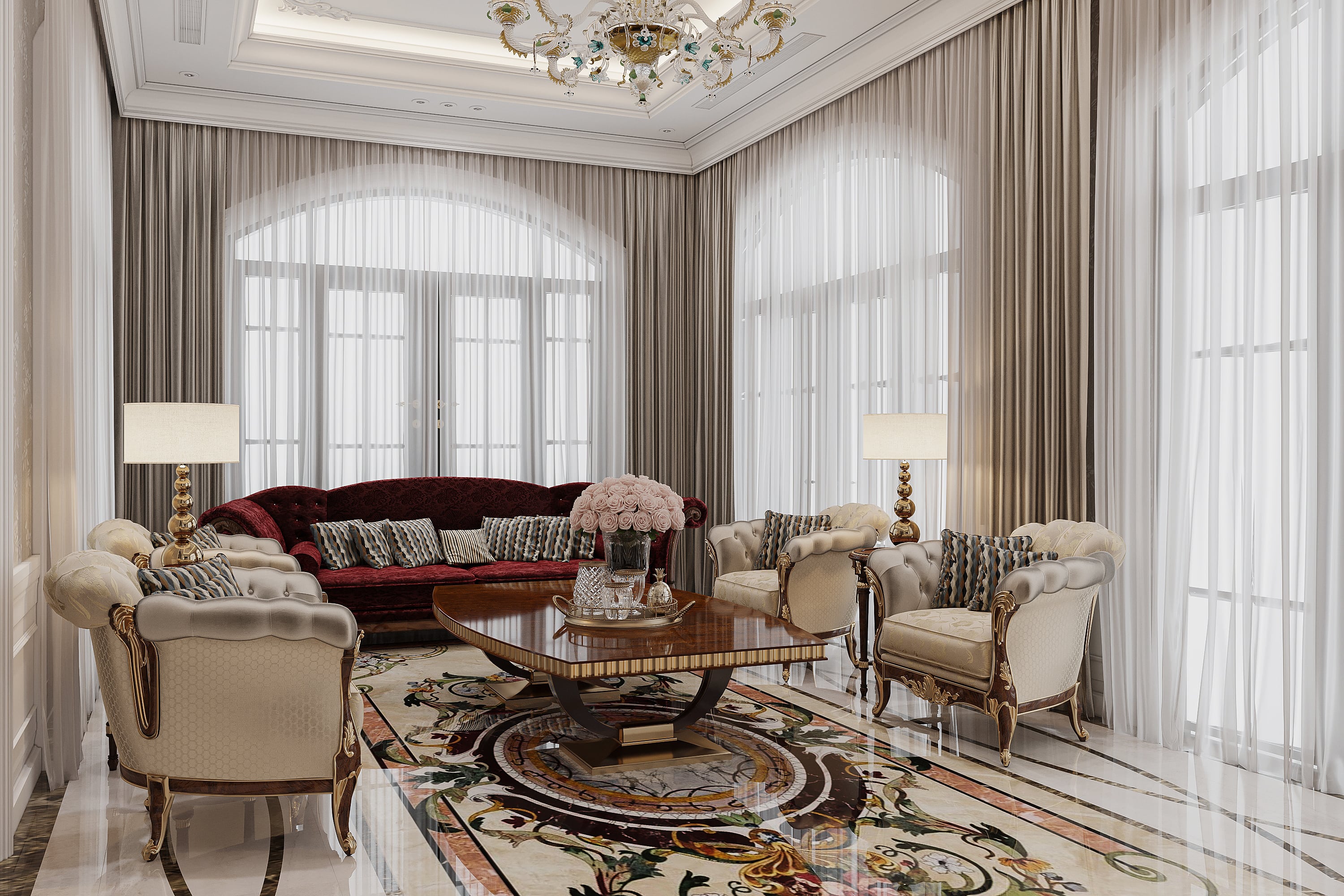 Foto: beautiful living interior luxury room has royal gorgeous decorations min