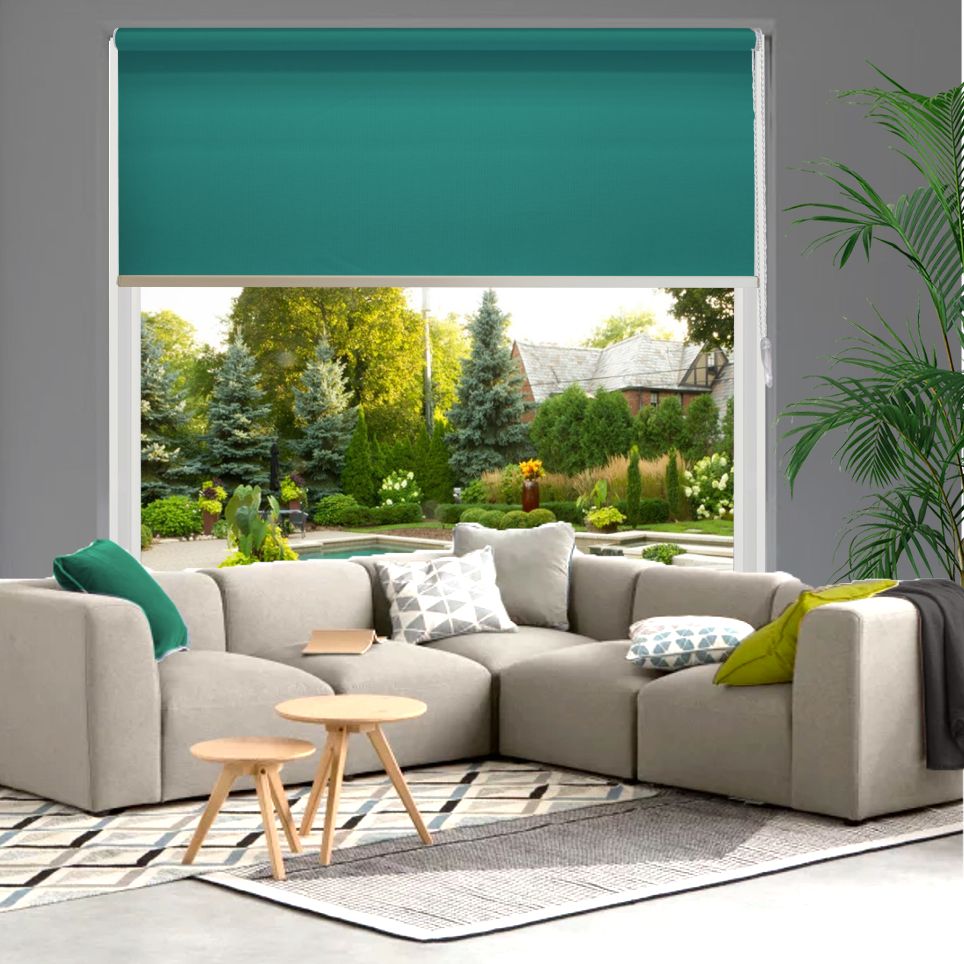 Foto: rg1192 02 semitransparant rolgordijn uni aquablauw