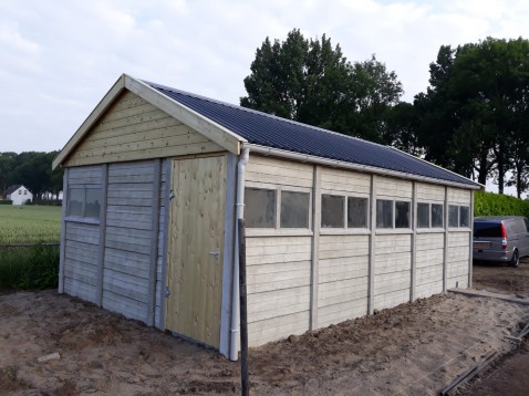 Foto : Voordelige beton systeembouw bergingen uitsluitend mogelijk op stabiel blijvend terrein