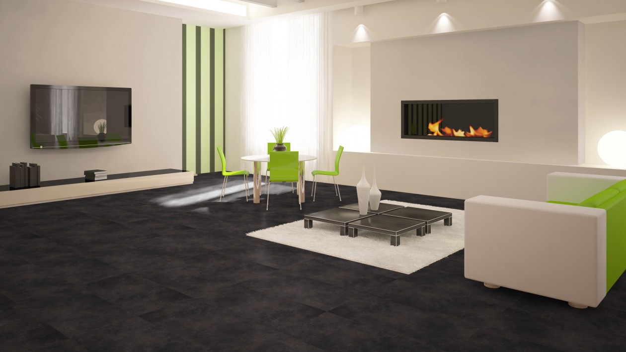 Foto: w3 Nuance Black PVC vloertegel mFLOR livingroom (1)