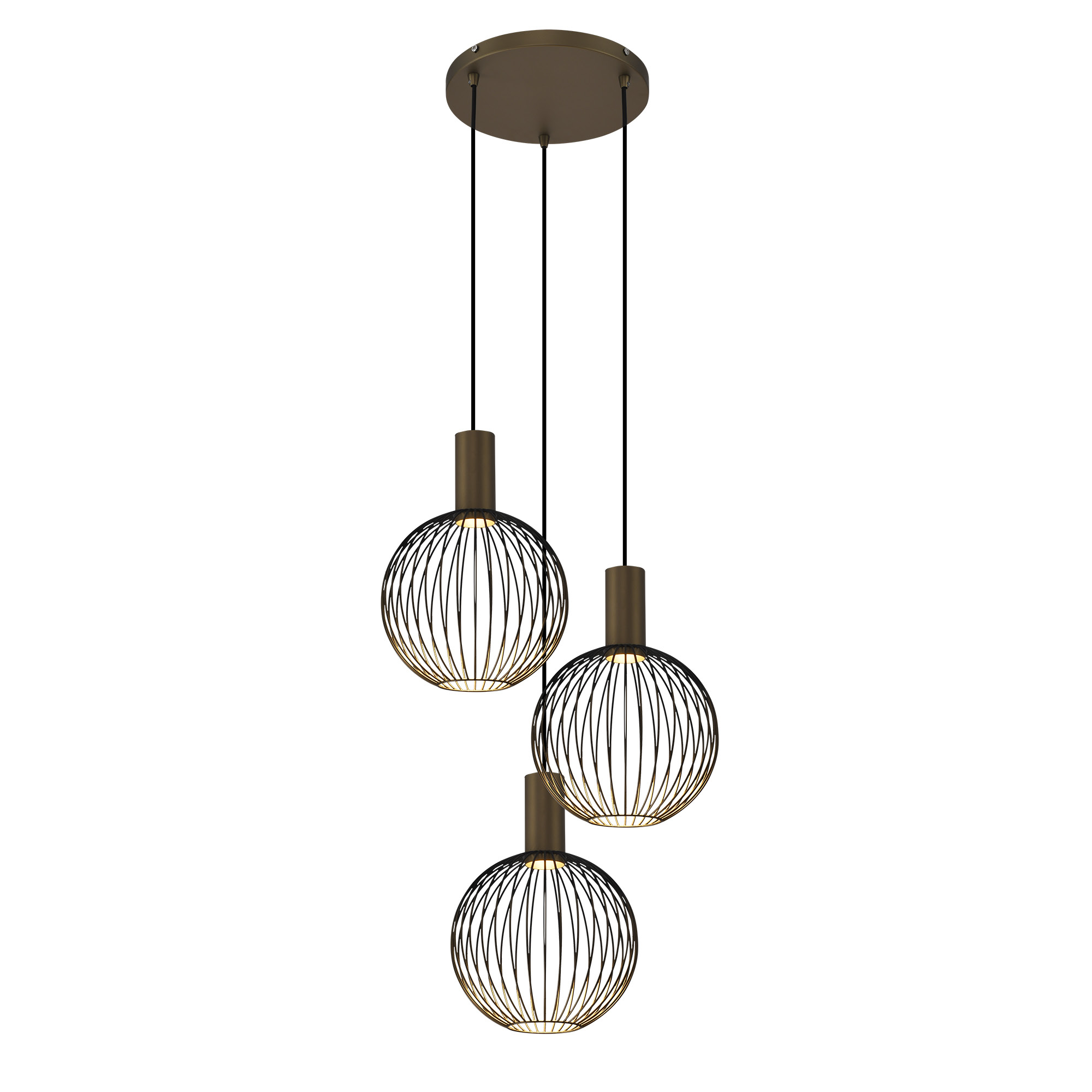 Foto: 8315 Ascha Pendellamp 3 Lichts Zwart Goud