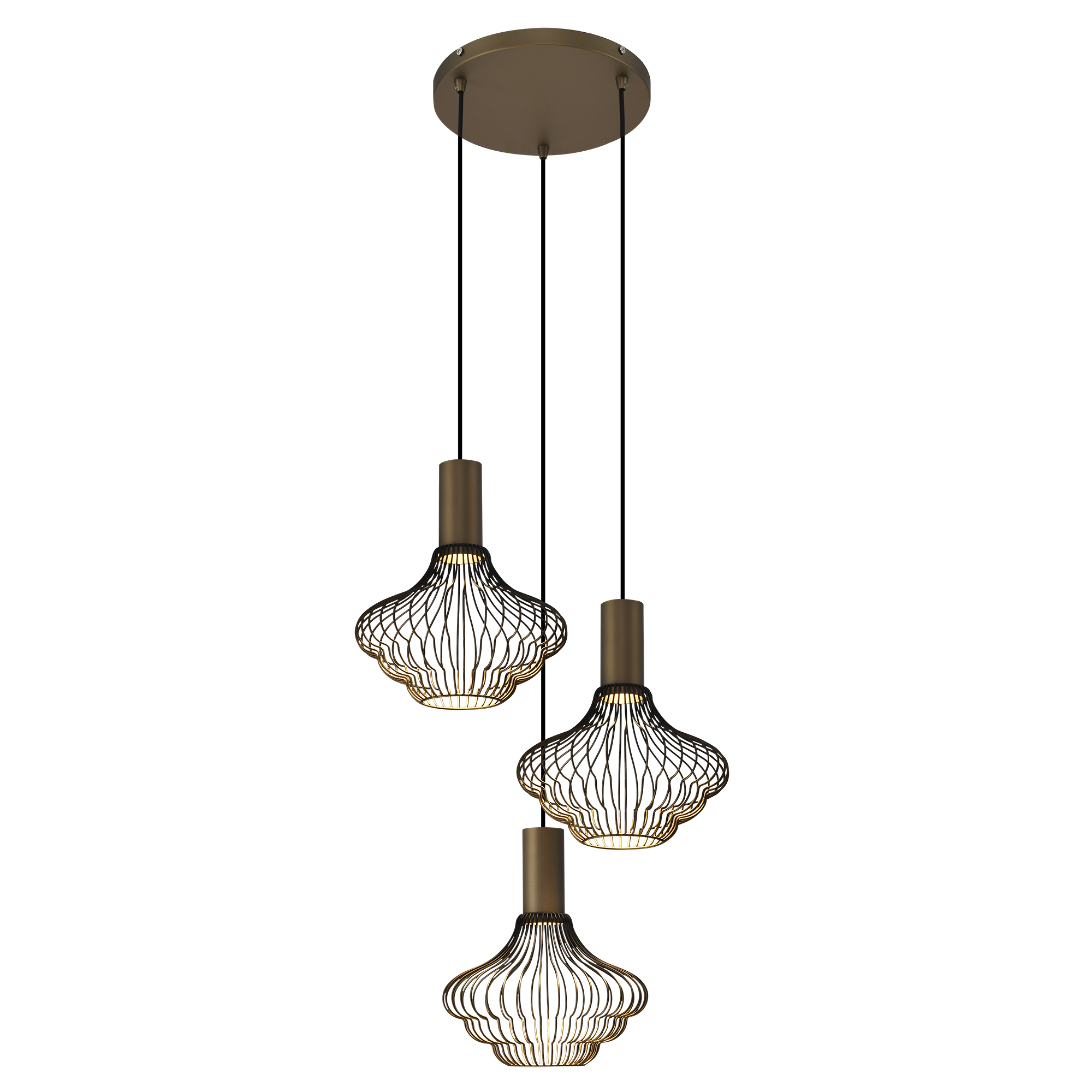 Foto: 8321 Asli Pendellamp 3 Lichts Zwart Goud 2