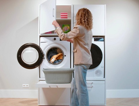 Foto : De kasten van Wastoren® als trillingsdempers voor je wasmachine