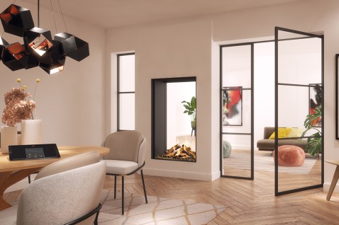 Foto : Een sfeervolle woonkamer met een elektrische hoekhaard