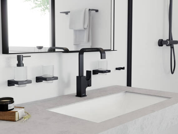 Foto: metropol 230 addstoris matt black wash basin ambiance 4x3