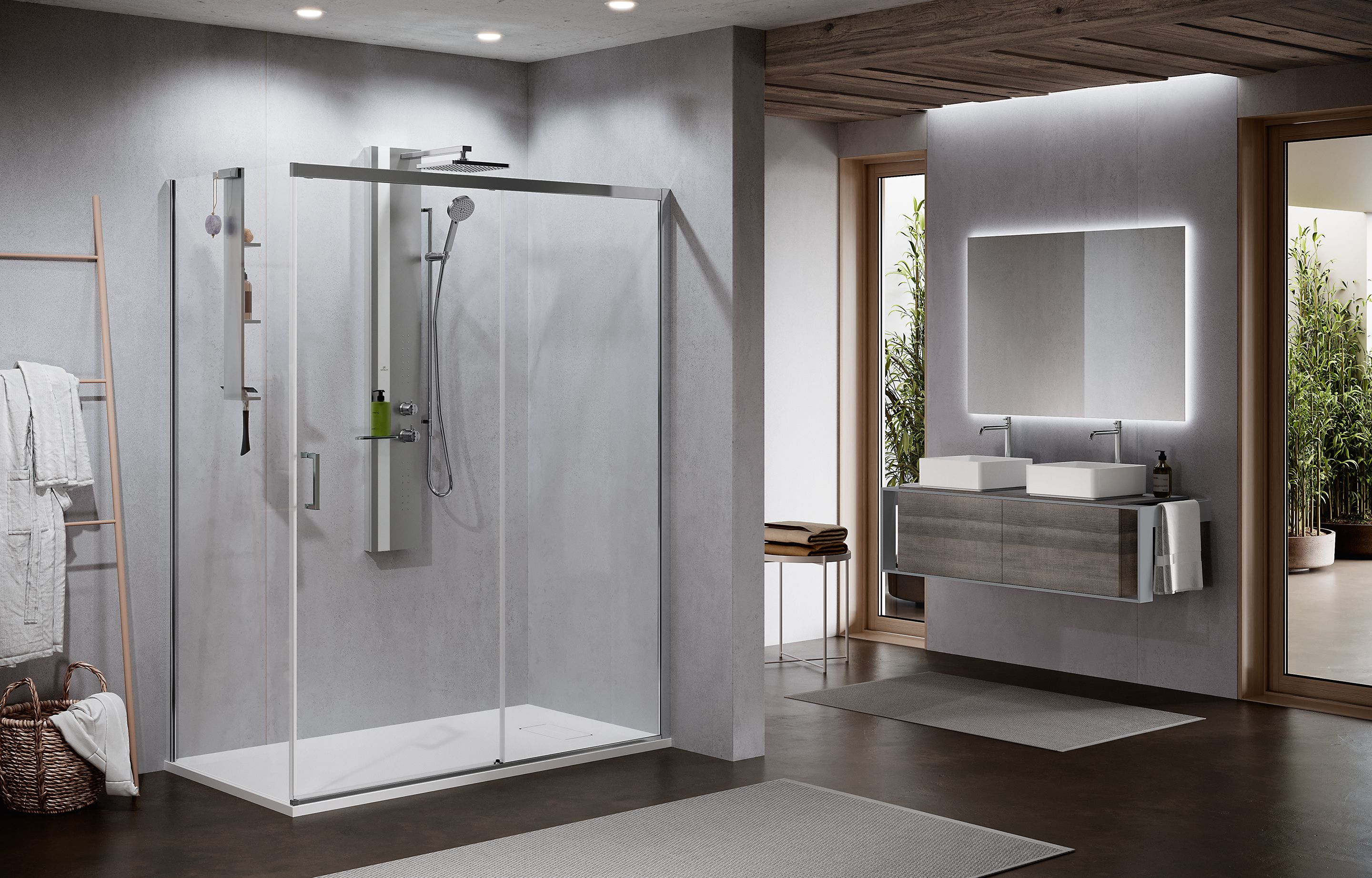 Foto : Elegantie en Functionaliteit in de Badkamer: Novellini Zephyros 2.0 Douchewanden