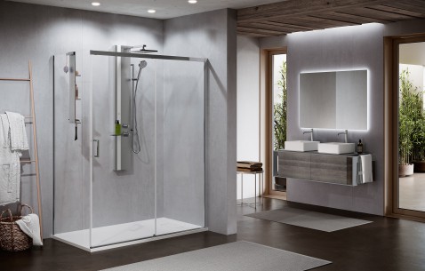 Foto : Elegantie en Functionaliteit in de Badkamer: Novellini Zephyros 2.0 Douchewanden